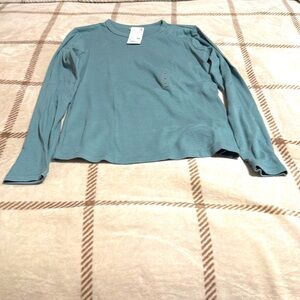 NWT Uniqlo Green Women Soft Ribbed Crew Long Sleeve
